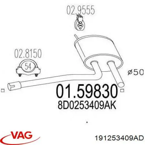 Comprar 191253409AD VAG Silenciador central