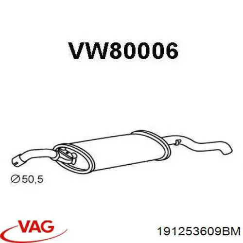 Comprar 191253609BM VAG Silenciador trasero