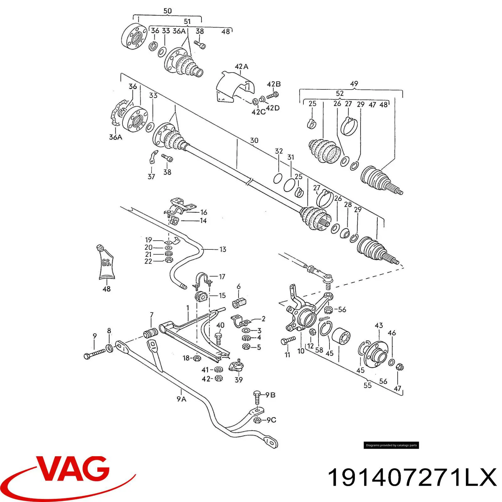 Semieje delantero izquierdo VAG 191407271LX precio, desde 68,24 EUR