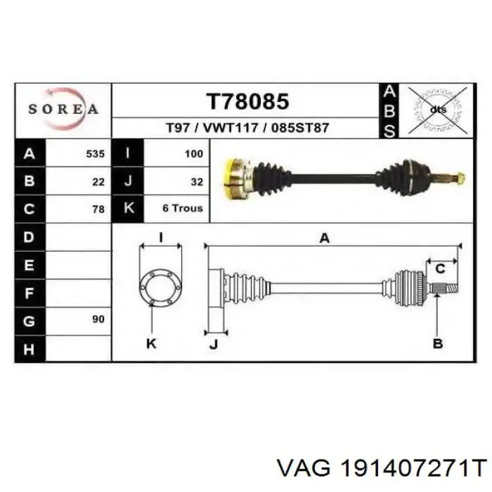 Semieje delantero izquierdo VAG 1L0407451X precio, desde 70,72 EUR
