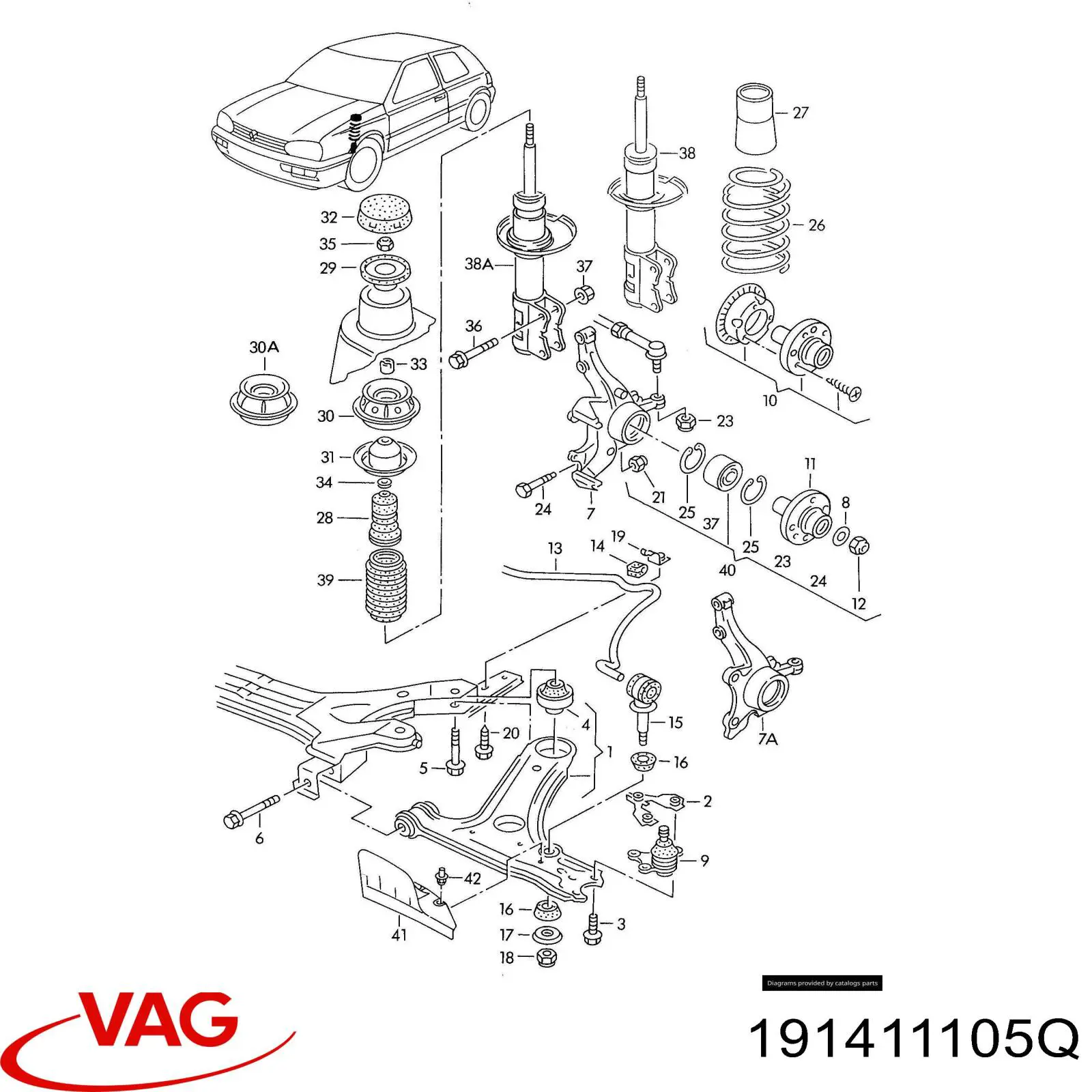 Comprar 191411105Q VAG Muelle delantero