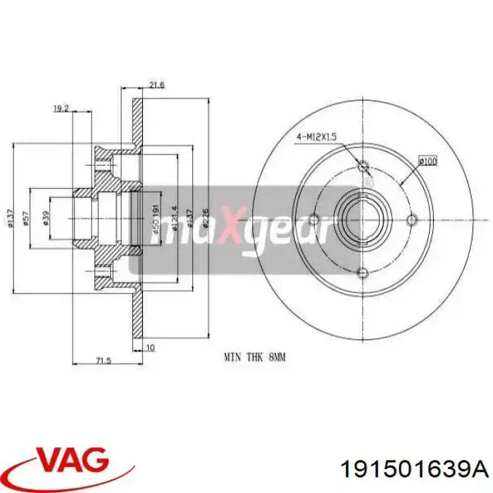 Disco de freno trasero VAG 191501639A precio, desde 29,28 EUR