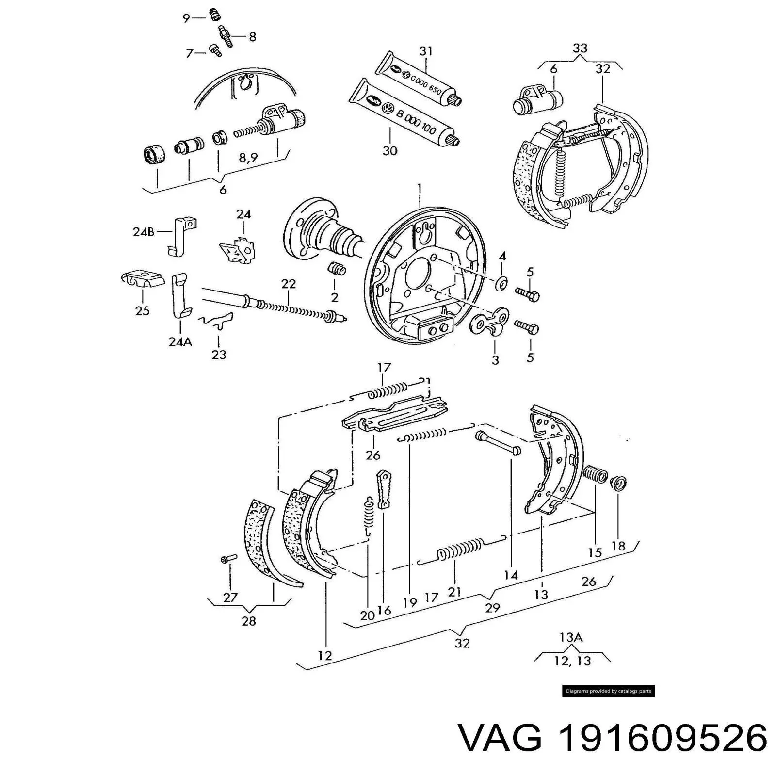 Zapatas de freno de tambor traseras VAG 191609526 precio, desde 16,92 EUR