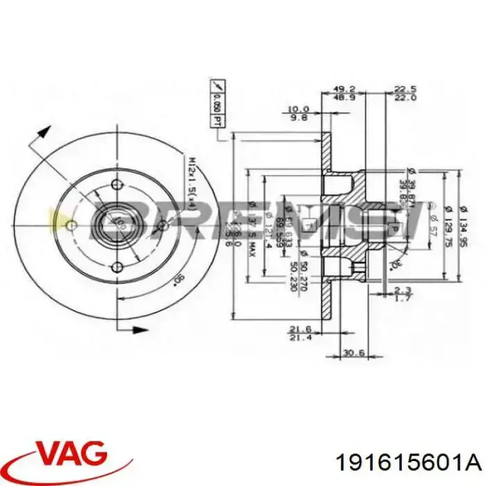 191615601A VAG disco de freno trasero