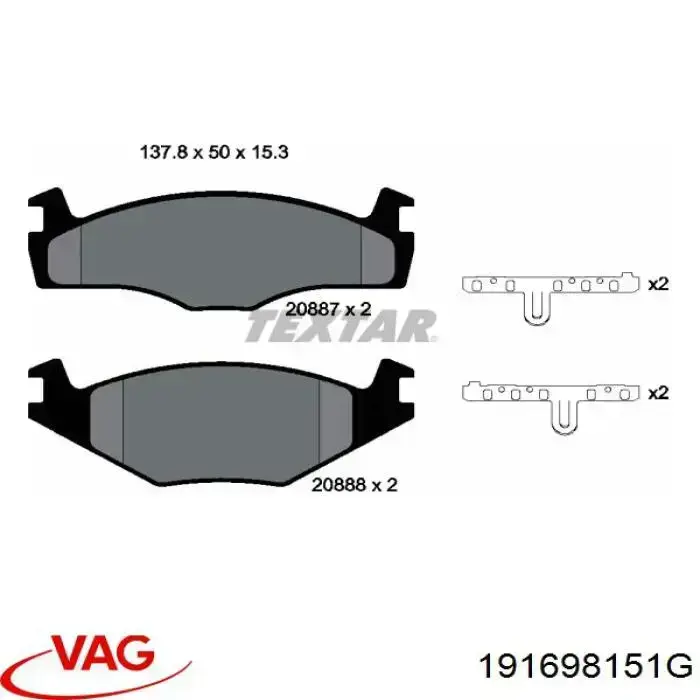 Pastillas freno delanteras VAG 191698151G precio, desde 17,67 EUR