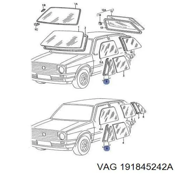 191845242A VAG ventana de vidrio puerta delantera derecha