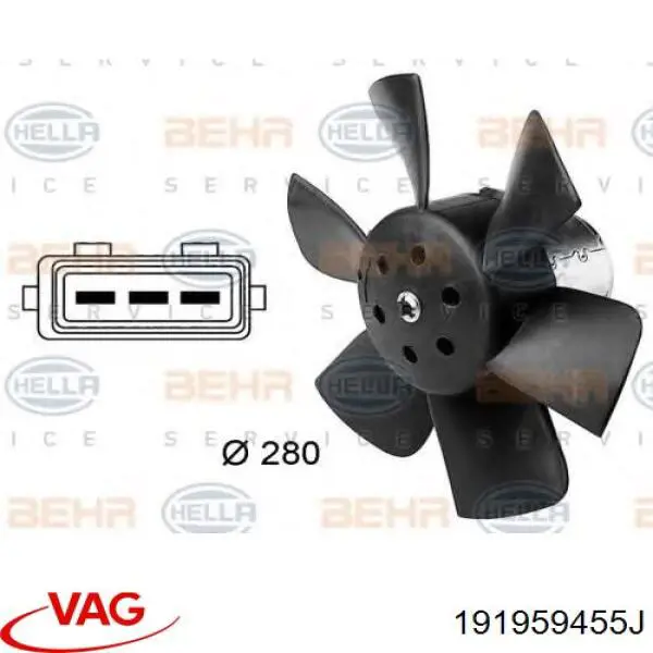 Comprar 191959455J VAG Ventilador de refrigeración completo derecho (motor y hélice)