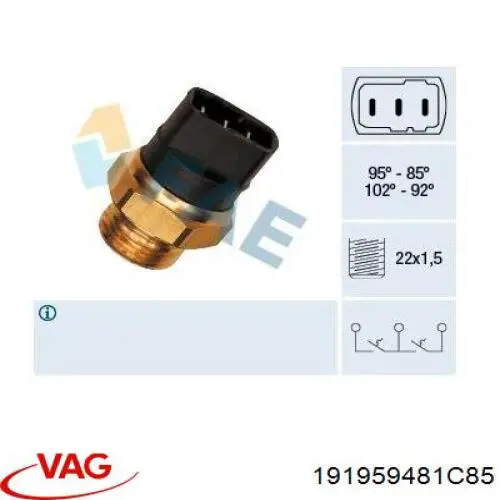 Comprar 191959481C85 VAG Sensor de temperatura del refrigerante, salpicadero