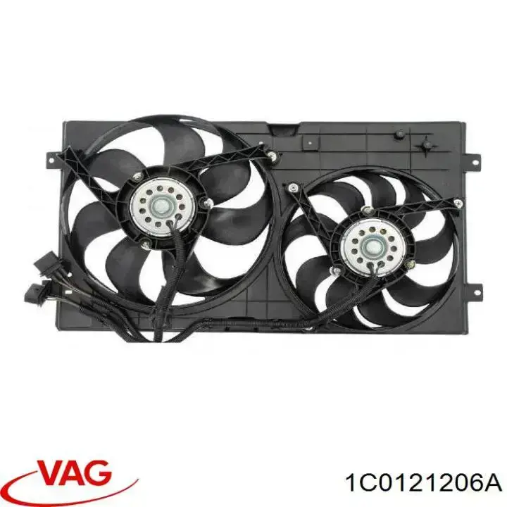 1C0121206A VAG difusor de radiador, ventilador de refrigeración, condensador del aire acondicionado, completo con motor y rodete