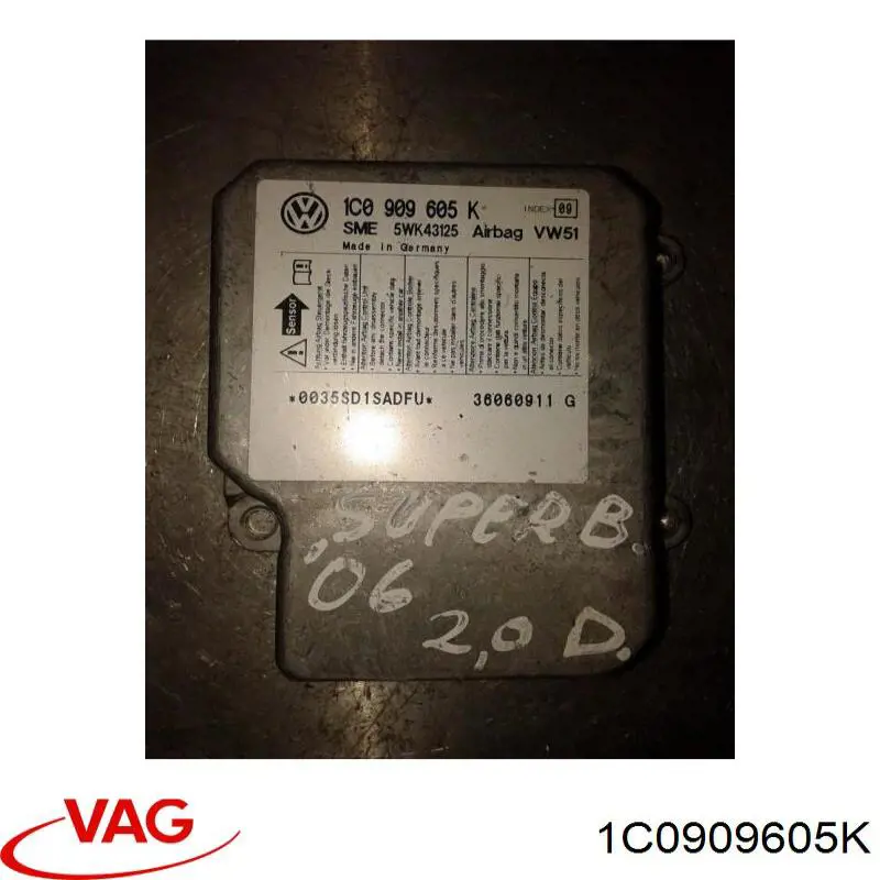 1C0909605K VAG Módulo de control de airbag