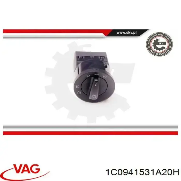 1C0941531A20H VAG interruptor de faros para "torpedo"