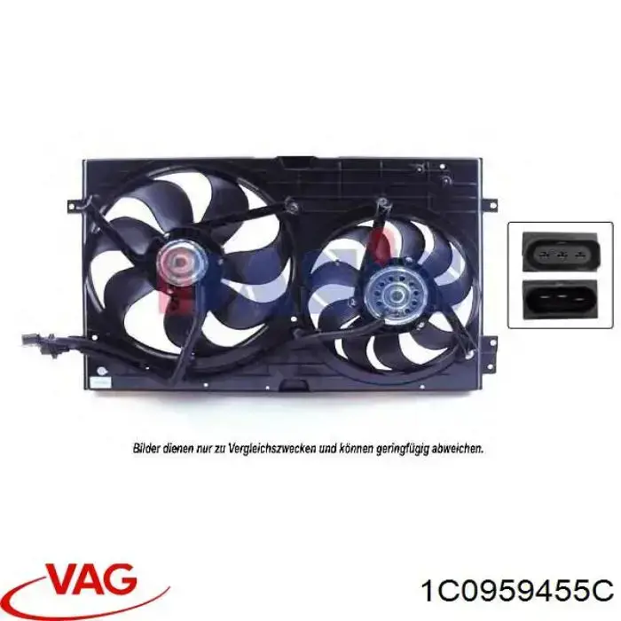 Ventilador de refrigeración completo derecho (motor y hélice) 1C0959455C VAG