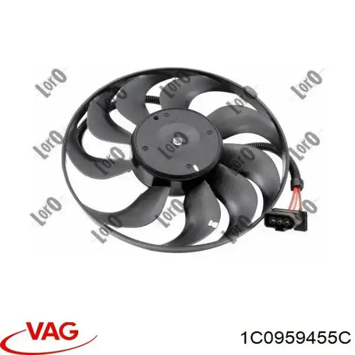Ventilador de refrigeración completo derecho (motor y hélice) VAG 1C0959455C