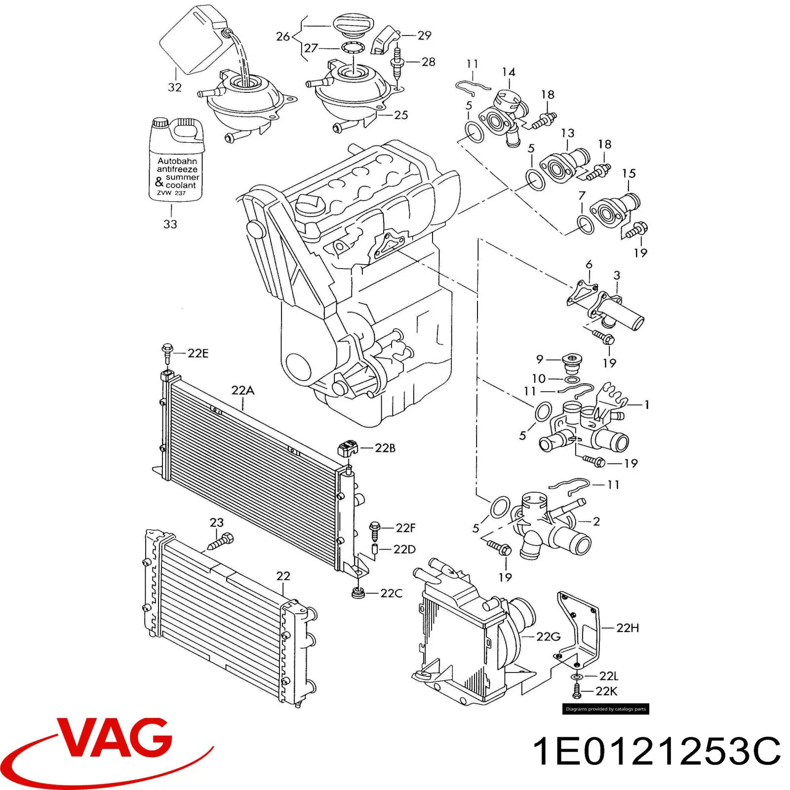 1E0121253C VAG radiador
