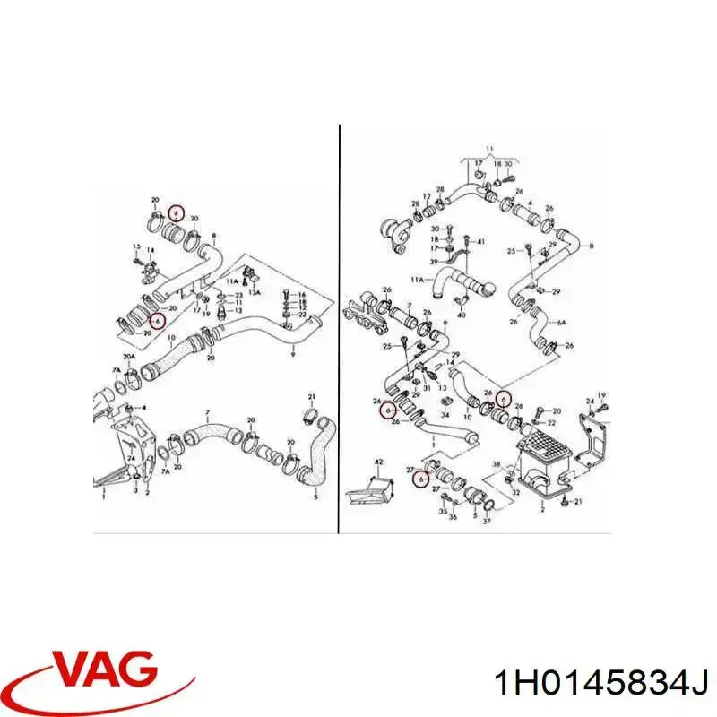 Tubo flexible de aire de sobrealimentación VAG 1H0145834J