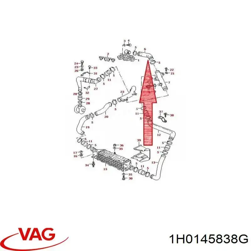 Tubo flexible de aire de sobrealimentación superior izquierdo para Seat Alhambra (7V8, 7V9)