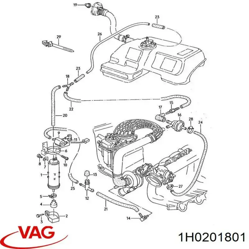 Adsorbente De Vapor De Combustible para Audi 100 (43, C2)