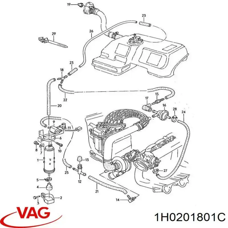 1H0201801C VAG adsorbente de vapor de combustible