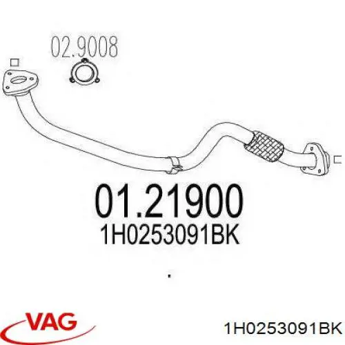 Tubo de admisión del silenciador de escape delantero VAG 1H0253091BK precio, desde 100,20 EUR