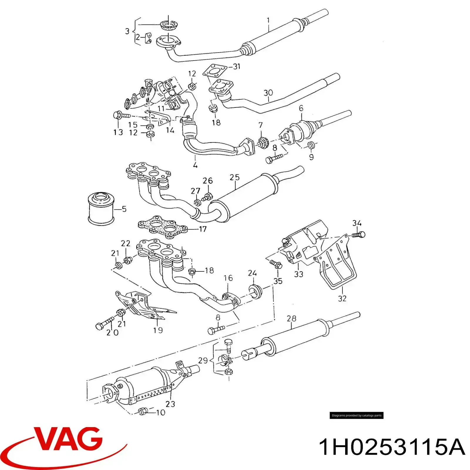 Junta de tubo de escape silenciador VAG 1H0253115A