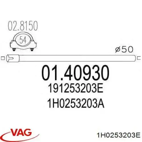 Tubo intermedio de escape VAG 1H0253203E precio, desde 18,28 EUR