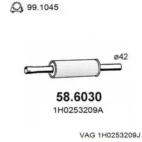 Comprar 1H0253209J VAG Silenciador central
