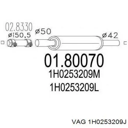 Silenciador central VAG 1H0253209J precio, desde 180,29 EUR