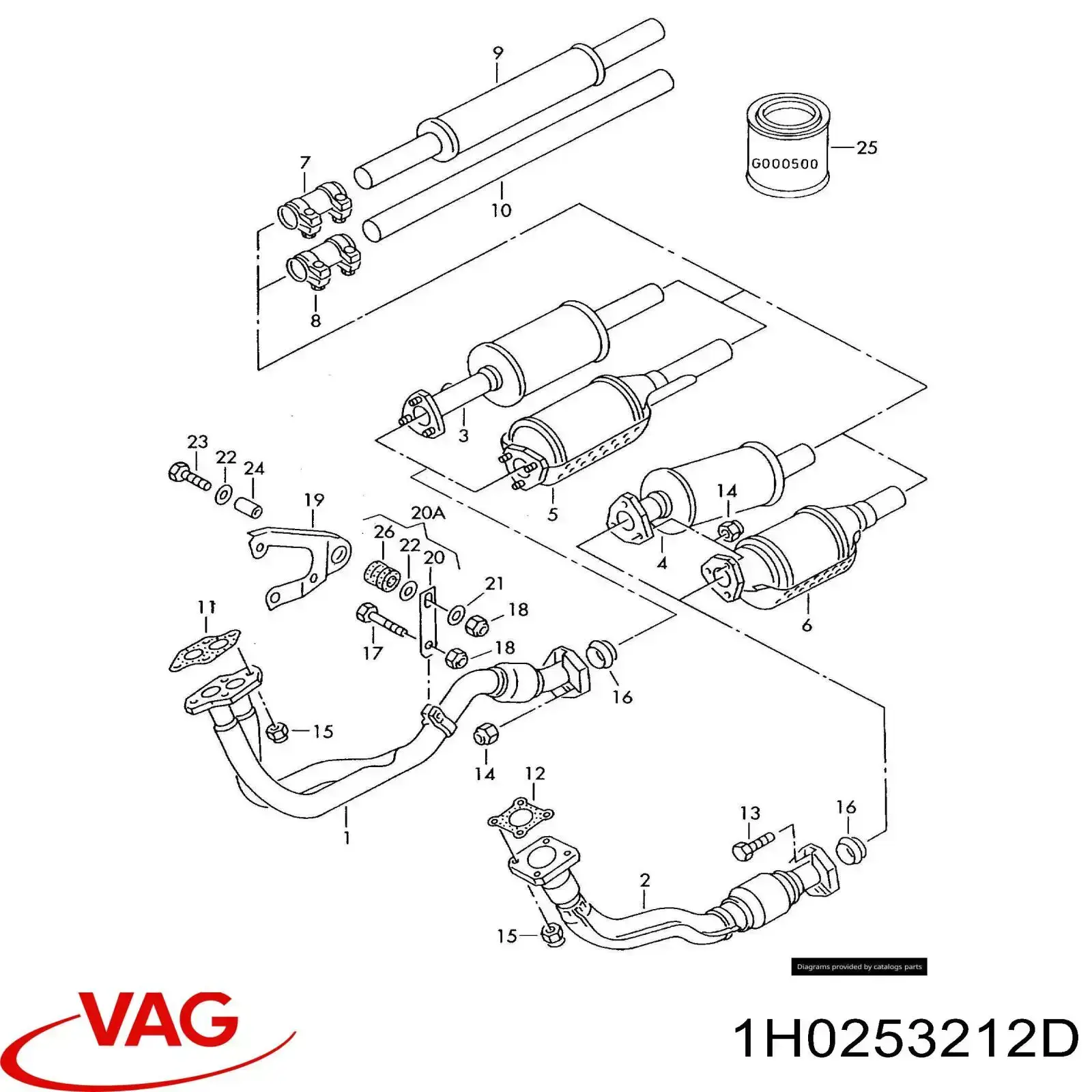 Silenciador central VAG 1H0253212D precio, desde 42,23 EUR