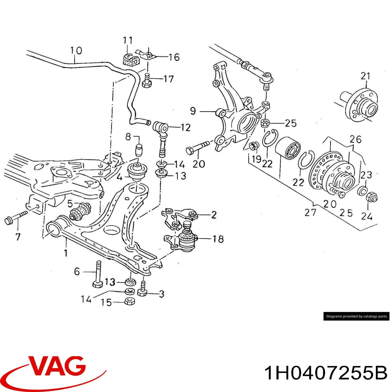 Muñón del eje, suspensión de rueda, delantero izquierdo Volkswagen Caddy 2 (9K9)