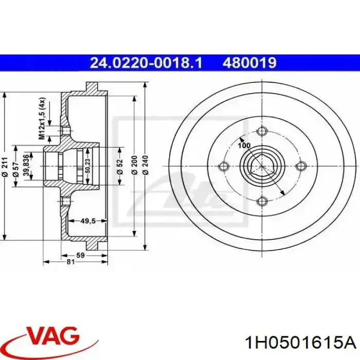 Comprar 1H0501615A VAG Tambor de freno trasero