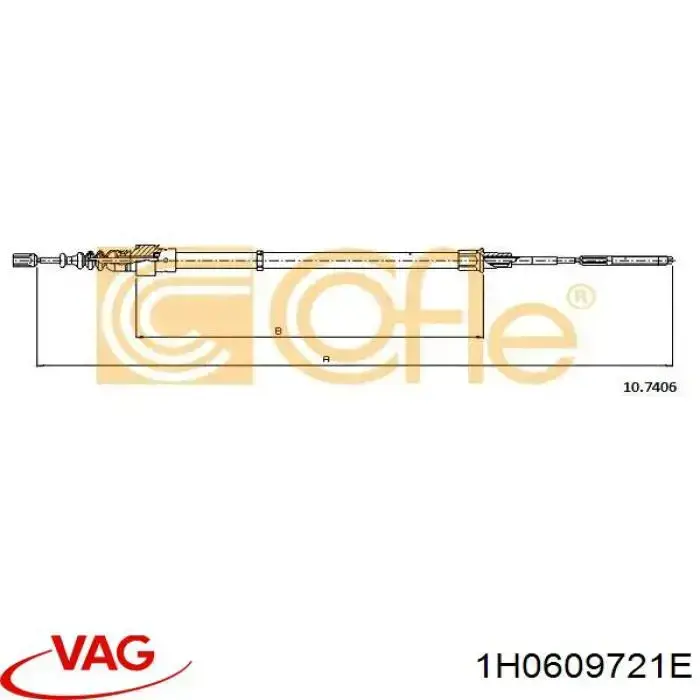 Cable de freno de mano trasero derecho/izquierdo 1H0609721E VAG