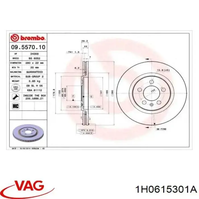 Disco de freno 1H0615301A VAG