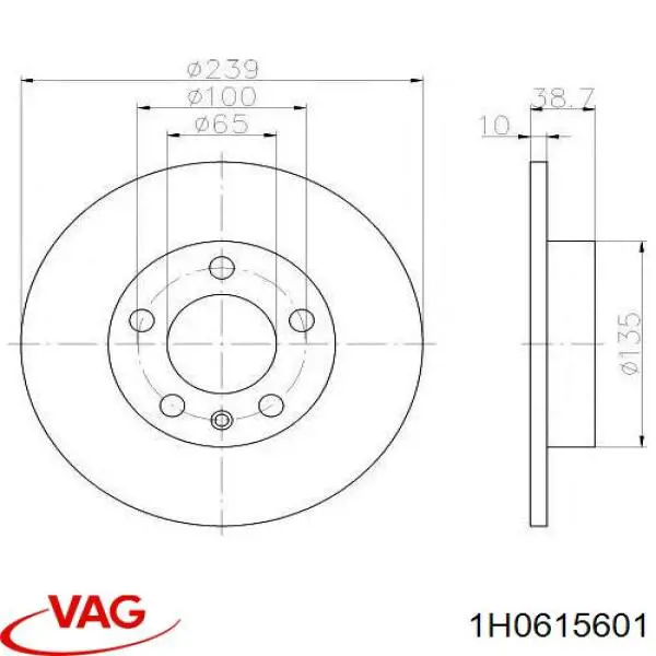 Comprar 1H0615601 VAG Disco de freno trasero