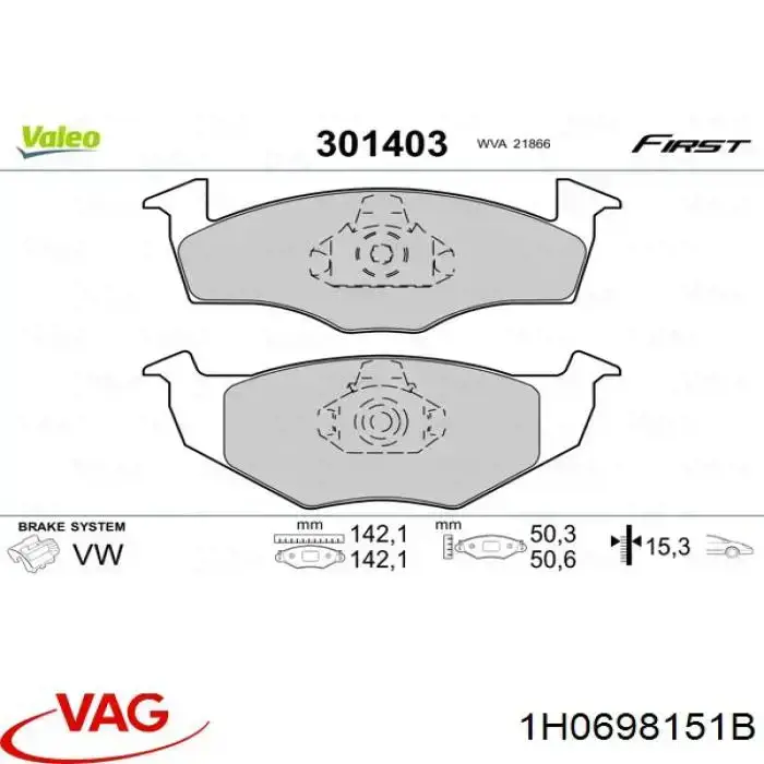 Pastillas de freno delanteras VAG 1H0698151B