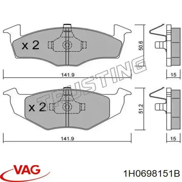 Pastillas freno delanteras VAG 1H0698151B precio, desde 24,76 EUR