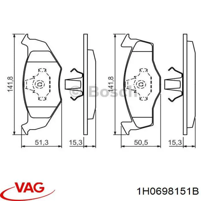 Pastillas freno delanteras VAG 1H0698151B precio, desde 24,76 EUR