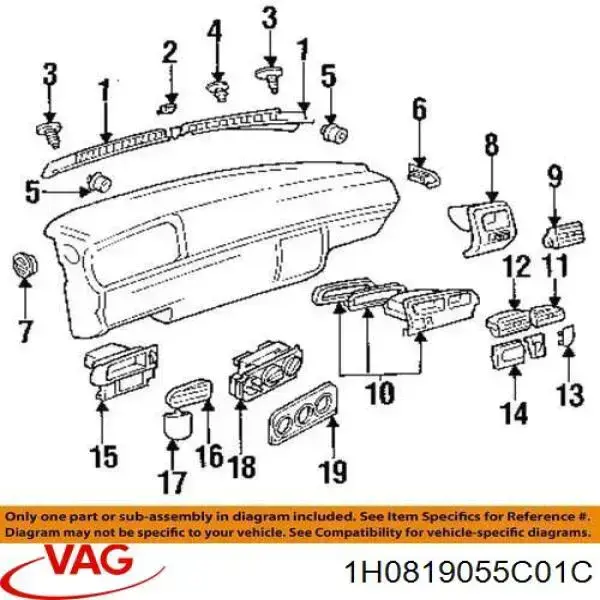 Comprar 1H0819055C01C VAG Clip de sujeción de cubrejunta