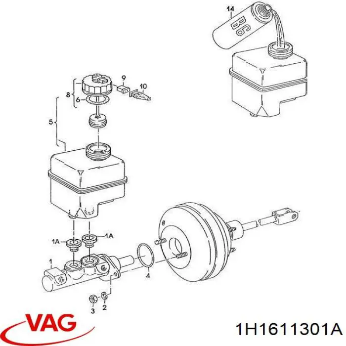 6K1611301 VAG depósito de líquido de frenos