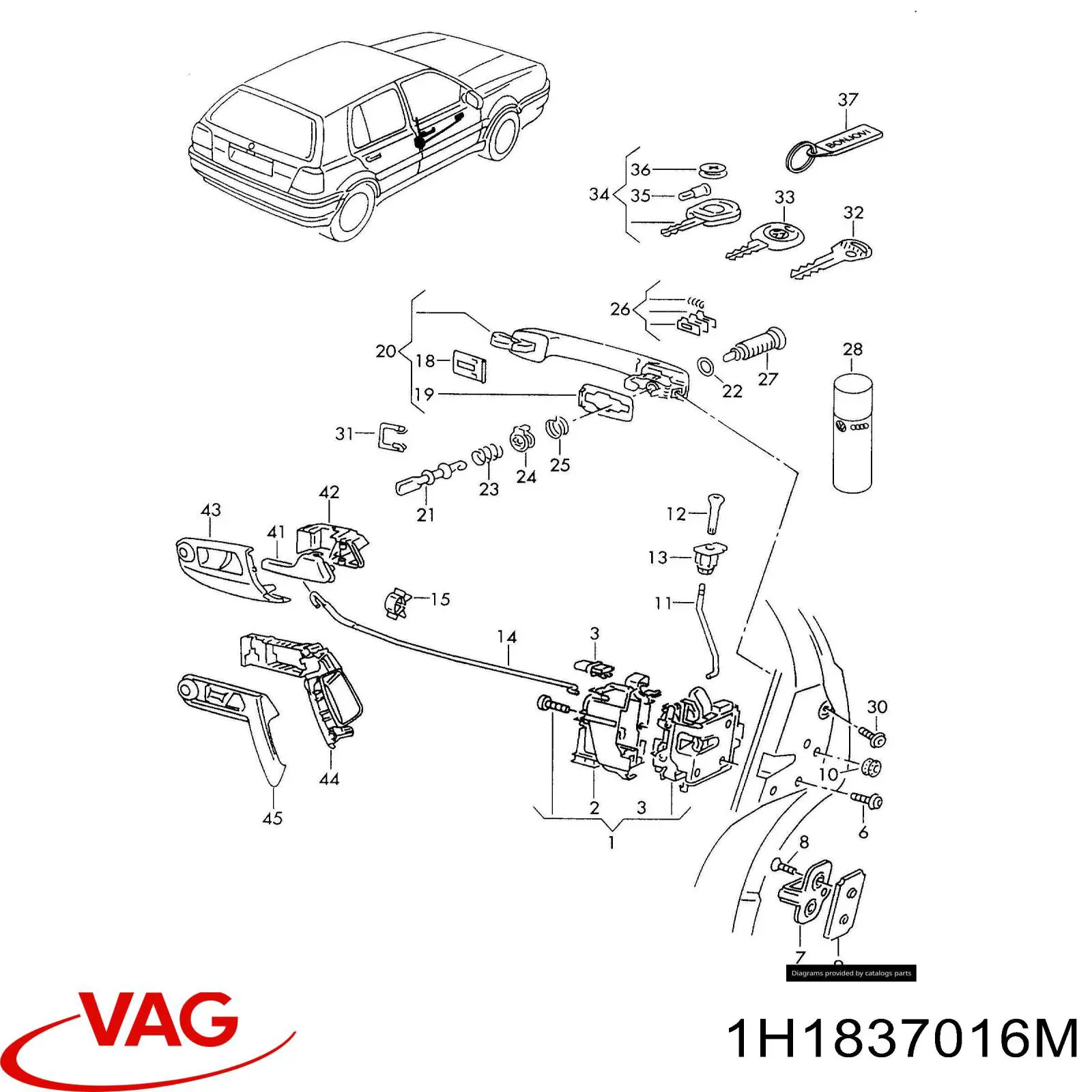 Comprar 1H1837016M VAG Cerradura de puerta delantera derecha