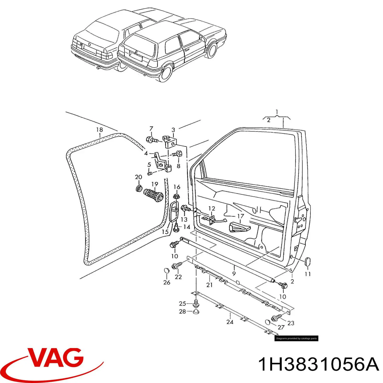 1H3831056A VAG Puerta delantera derecha