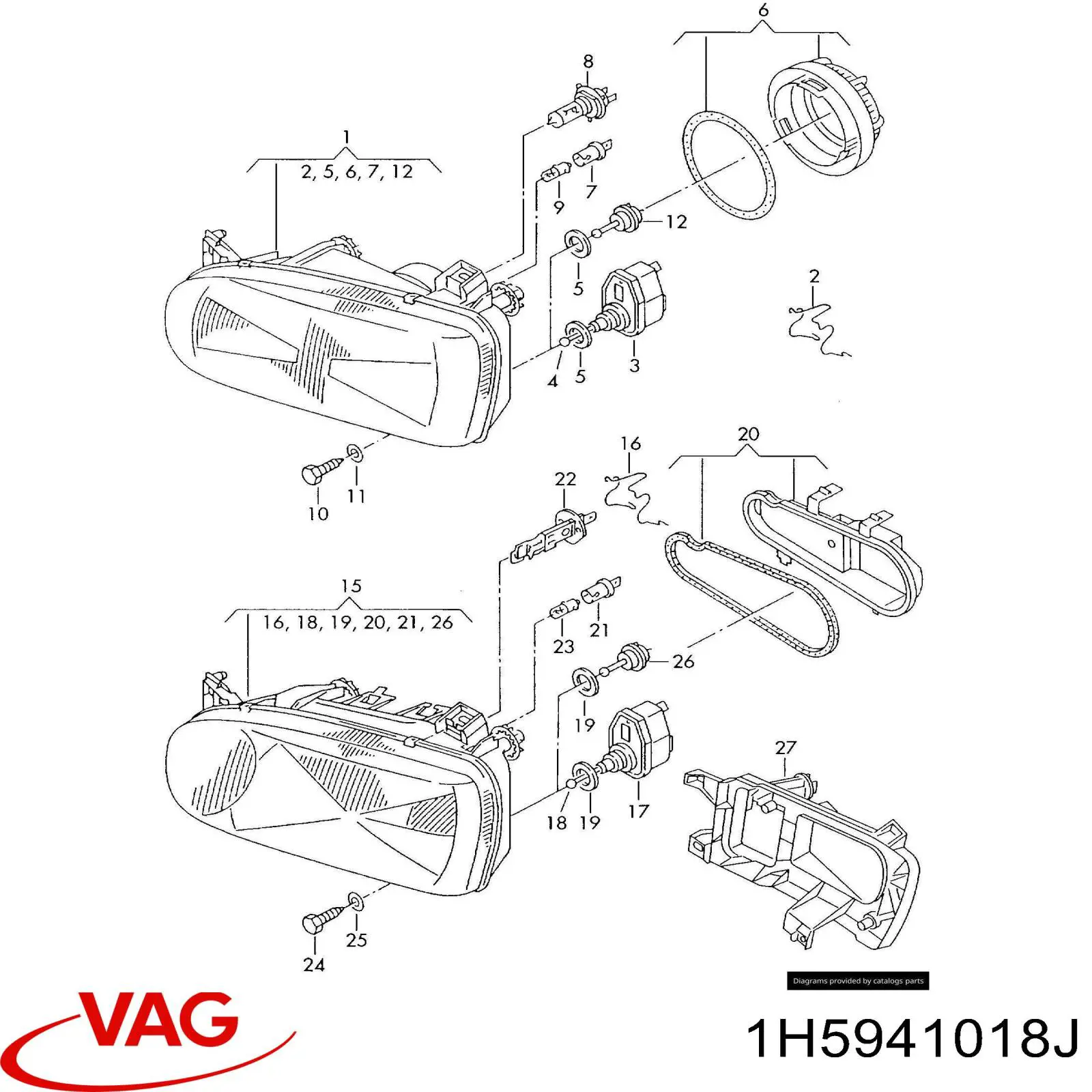 Faro derecho VAG 1H5941018J precio, desde 292,23 EUR