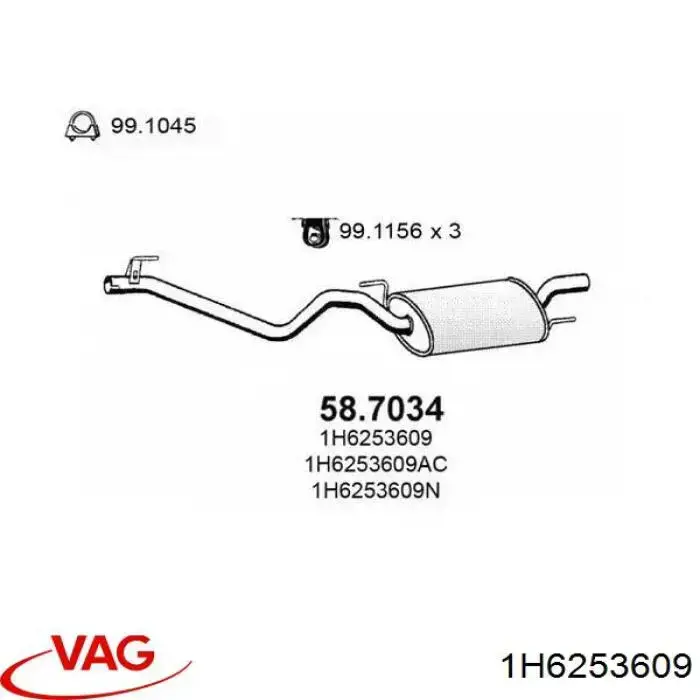 Comprar 1H6253609 VAG Silenciador trasero
