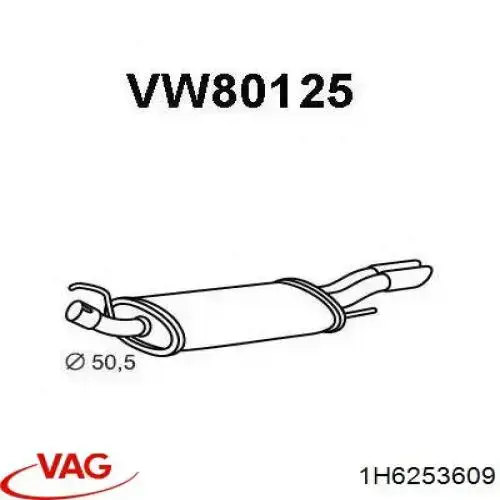 Comprar 1H6253609N VAG Silenciador trasero