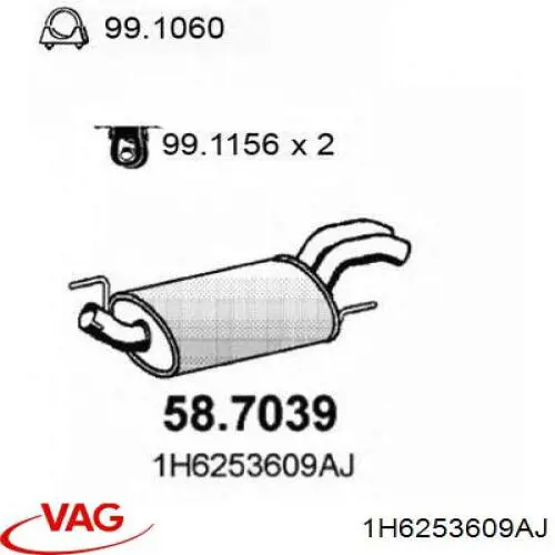 Comprar 1H6253609AJ VAG Silenciador trasero
