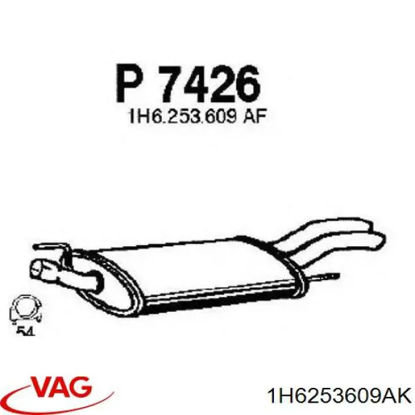 Silenciador trasero VAG 1H6253609AK precio, desde 76,68 EUR