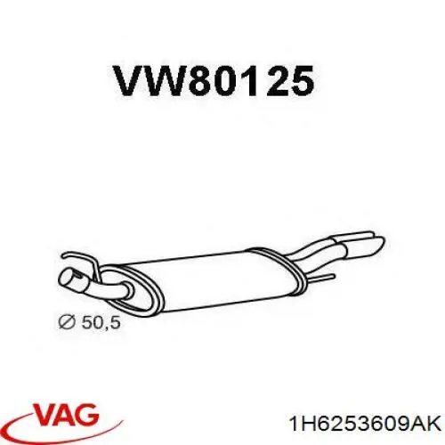 1H6253609AK VAG silenciador posterior