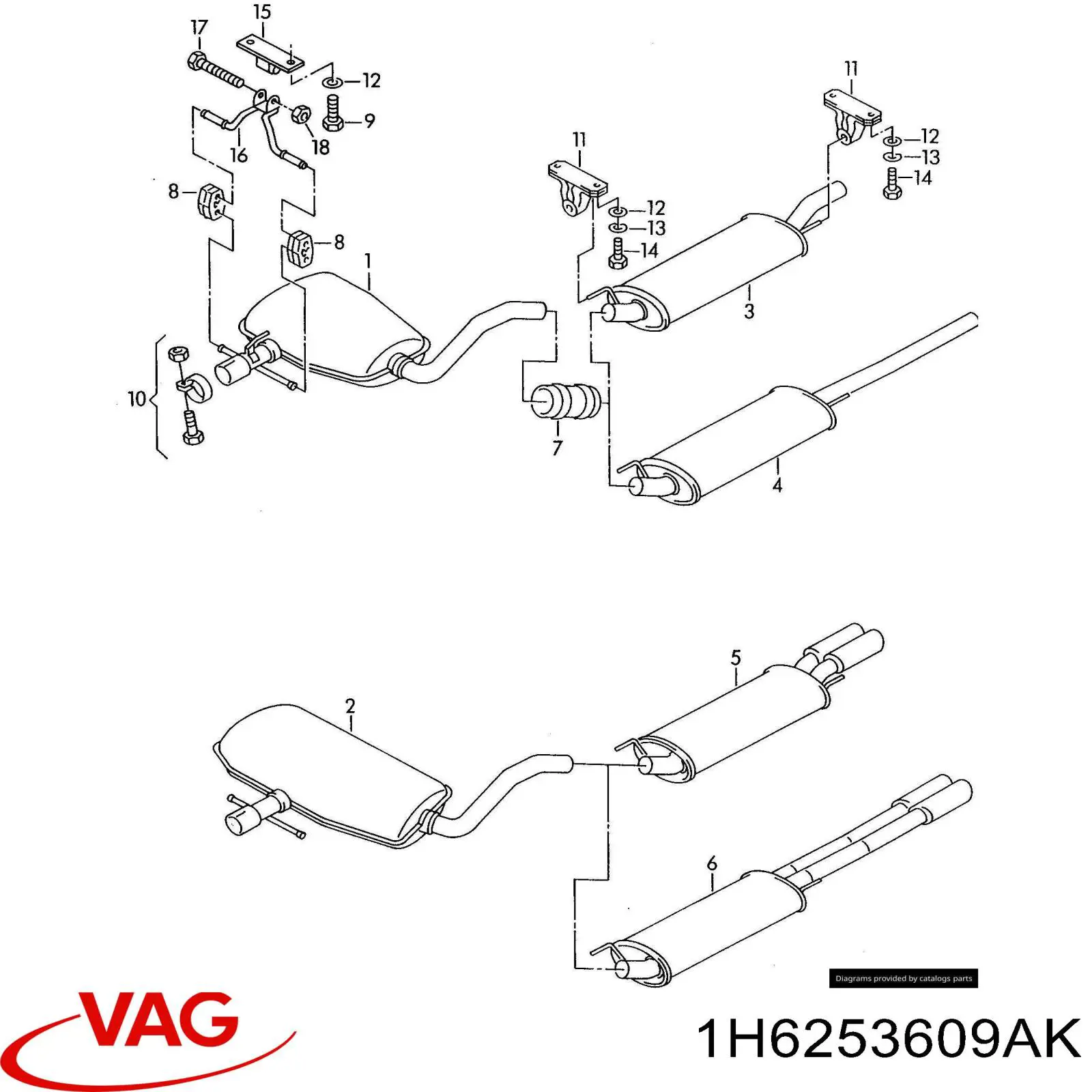 Comprar 1H6253609AK VAG Silenciador trasero