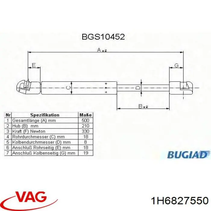 Comprar 1H6827550 VAG Amortiguador de puerta trasera