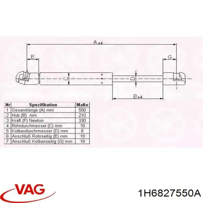 Comprar 1H6827550A VAG Amortiguador de puerta trasera