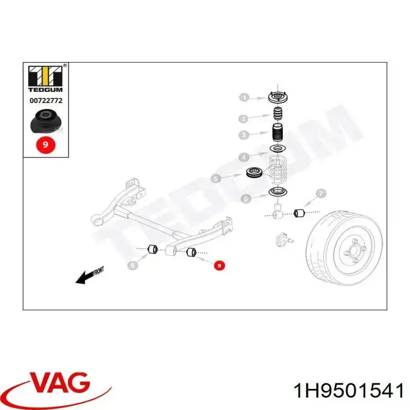 Silentblock del subchasis trasero VAG 1H9501541 precio, desde 9,53 EUR